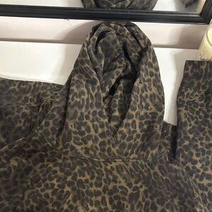 Hollister Leopard Print Hoodie in Brown and Black